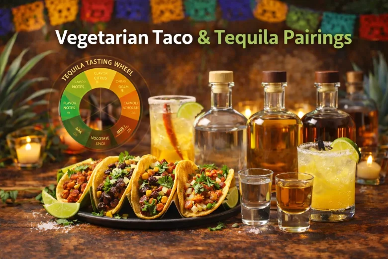 Vegetrian tacos and tequila pairings header image